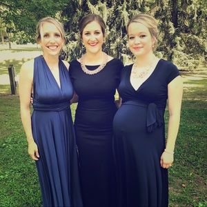 Maternity floor length navy dress